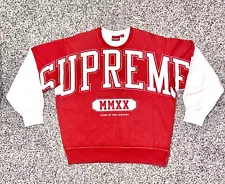 SUPREME Overprint Crewneck Sweatshirt 2020 Collection White Red Size Medium