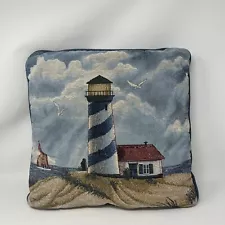 Tapestry Lighthouse Pillow Coastal Nautical Sailboat Vintage Square Throw Decor