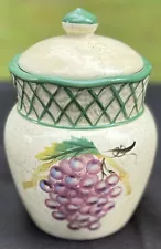 Raymond Waites Cornucopia 8.25" Canister Fruit Lattice Grapes Design Cert Int