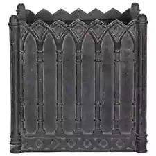 16 in. Square Charcoal Cast Stone Fiberglass Column Planter