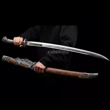 Chinese Qing Dynasty Dao 清刀 1095 Carbon Steel Sharp With Wenge Wood Scabbard.