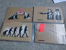 4X Rare Banksy Original Artwork Dismaland Free Art Cardboard