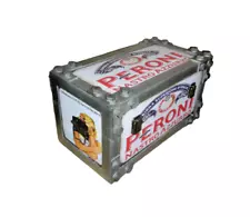 Peroni Lager Beer Metal Strap Storage Chest Trunk Retro Vintage Large Tool Box