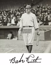 BABE RUTH AUTOGRAPHED NEW YORK YANKEES WALKING UP TO BAT 8X10 PHOTO