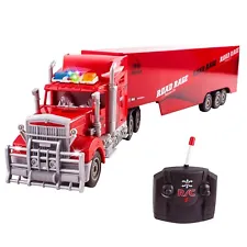 RC Semi Truck And Trailer Toy 23" With Lights Remote Control Big Rig Car (New)