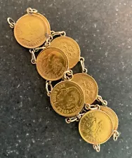 1918 Mexico 2.5 Dos y Medio Pesos Gold Coin Bracelet, 5.65”, 20 grams