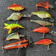 10 Mixed Fishing Pike Perch Trout Salmon Lures. Rare Colours Rapala,bomber,manns