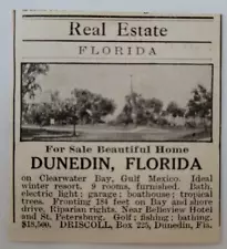 Dunedin Florida Waterfront Home For Sale $18,500 1923 Original Ad Outlook ~2x2"