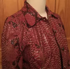 90s Y2K Vintage Faux Python Snake Skin Red Jacket Blazer MOTO BIKER SOUTHWESTERN