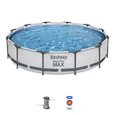 Bestway Steel Pro MAX 12' by 30" Above Ground Swimming Pool Set, Gray (Used)