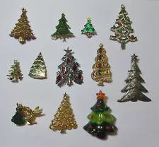 Vintage Lot All Christmas Tree Pins Brooches B.J. J.J.