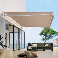 Patio Awning Manual Retractable Sun Shade Outdoor Canopy Deck Door Shelter