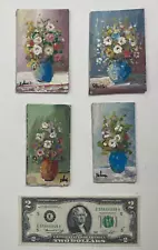 New ListingVintage Original Miniature Oil Painting Lot of 4x -Still Life, Flowers -Signed