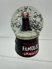 Vintage Castle Dracula "Bloody Famous" Snow Globe Bats Halloween Transylvania