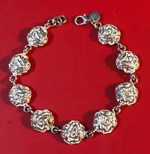 Sterling Silver Rose Flower Bracelet MOD Art Abstract Carnation 3D Minte Vtg NEW