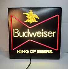 New ListingVintage Budweiser Beer Lighted Sign 80s King Of Beers Faux Neon 18x18