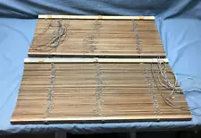 Pair VTG Hardwood Oak 32" x 73" Corded Window Designer Blinds Old 2114-23B