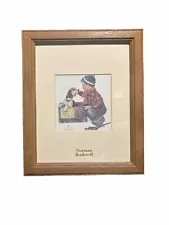 Antique Norman Rockwell Framed Art Winter Boy Scene “Dog For Sale” 9.5inx11.5in