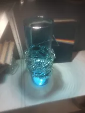 Large Cylindrical Turquoise Blue Blown Glass Vase