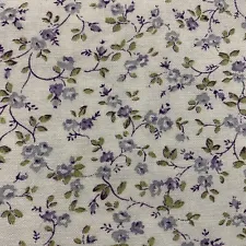 Vtg Peter Pan Floral Fabric "Perennials" Lavender Purple Green On White USA BTHY