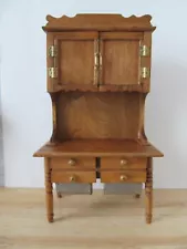 Artisan Kitchen Hutch Cabinet Baking Table Possum Belly Dollhouse Miniature 1:12