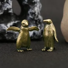 1Pair Brass Penguin Figurine Small Statue Home Ornaments Animal Figurines Gift