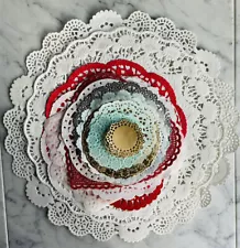 Paper Lace Doilies Craft Lot 20 pcs  Variety Sizes Shapes Colors - Summer