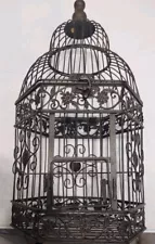 Vintage Patina Solid Brass Thick Barred Bird Cage 18” Height Great For Decor