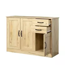 Modern Wood Buffet Sideboard w/ Door Storage and Drawer for Multi Scene Oak