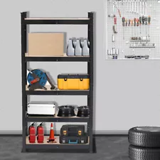 110 x 45 x 180cm 5 Tiers Powder Coated Storage Rack Black Standard