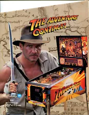 Indiana Jones Williams Pinball Flyer / Brochure/ Ad - Mint