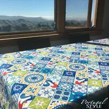 Portuguese Tiles 100% Cotton Tablecloth Made in Portugal - Free Shipping from US