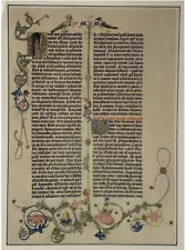 The Gutenberg Bible (1455) Facsimile, Vintage Illuminated Manuscript, Unframed