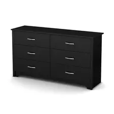 South Shore Fusion 6-Drawer Double Dresser, Pure Black