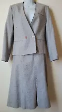 PHILLIP COURTNEY Gray Blazer Skirt Office Suit Set 2Pc Sz 12 M EUC Ready to Wear