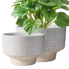 EPFamily 12 and 10 Inch Ceramic Planters Pots for Indoor Plants Outdoor Round...