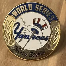 2001 NY YANKEES WORLD SERIES PRESS LAPEL HAT PIN BACK 38th WORLD SERIES