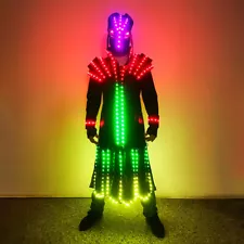 LED Predator Costume Suit Illuminated Party Show Dance Glow Light Clothe Helmet