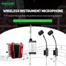 UHF Wireless Instrumental Microphone Mic Dual Channels for Accordion Guitar Bass