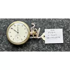 Antique 1912 Elgin Pocket Watch 15 Jewels S/N 17513276 Silver Tone Base Metal