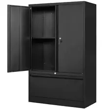 Metal Storage Cabinet with 2 Doors&Drawer,Vertical File Cabinet for Home Office