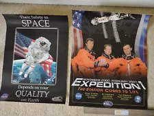 Posters (2) 2000 NASA ISS EXPEDITION 1 18" x 24"/They're Safety in Space 16"X22"