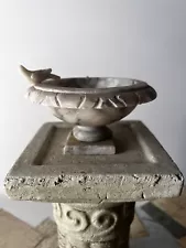 Small Vintage Alabaster Marble Bird Bath With One Bird 5:5” X 2”