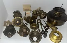 Lot of Aladdin Burners, Brass, Parts, Gallery Oil Lamps