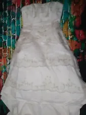 Michelangelo Ivory / Gold Strapless Sheath Wedding Dress Style B8669 Size 14