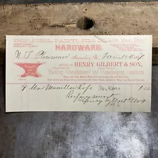 Antique Bill Of Sale For Henry Gilbert & Son In Harrisburg Pa 1887