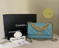 CHANEL 2024 Strass Crystal Handle Tiffany blue/ Turquoise Flap Bag 24A