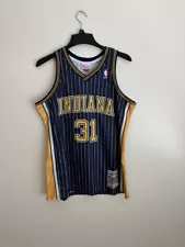 Reggie Miller #31 Men's Navy & Yellow Striped Indiana Pacers Jersey