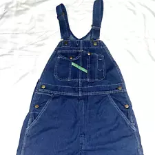 Key Bib Overalls Blue Dark Wash Triple Needle 34x30