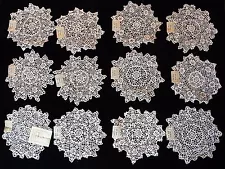 12 VTG 5 1/2"-6" HAND MADE COTTON LACE DOILIES NEW OLD STOCK 1940'S ONE DOZEN